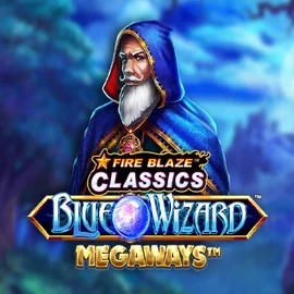 Fire Blaze Blue Wizard Megaways online game logo by Rarestone Gaming on bonusskong.ch